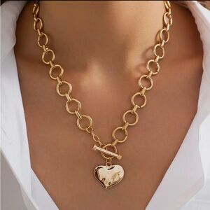 Hammered Heart Toggle Pendant Necklace